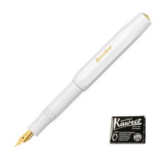 Kaweco 運動經典鋼筆+墨盒6件套, F, 白色（鋼筆），黑色（墨盒）