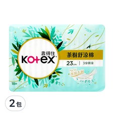 Kotex 靠得住 茶樹舒涼棉, 23cm, 18片, 2包