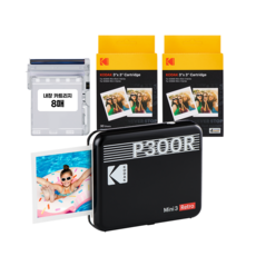 KODAK 柯達 Mini 3復古攜帶式相印機+相紙 60入, P300R, 黑色