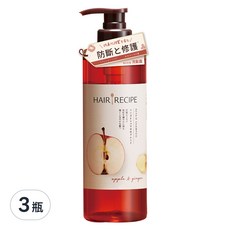 HAIR RECIPE 髮的食譜 蘋果生薑防斷修護洗髮露, 530ml, 3瓶