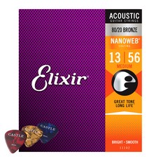 Elixir 80/20 青銅中型原聲吉他弦 + Castle Peak, 隨機發貨（高峰期）, 1356（11102 納米網）