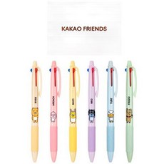 KAKAO FRIENDS 3色原子筆 0.7mm 6入組, 混色, 1組