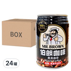 金車 MR.BROWN 伯朗咖啡 醇黑咖啡 無糖, 240ml, 24罐