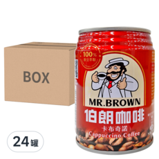 金車 MR.BROWN 伯朗咖啡 卡布奇諾咖啡, 240ml, 24罐