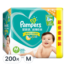 Pampers 幫寶適 台灣公司貨 超薄乾爽黏貼型尿布, M, 200片