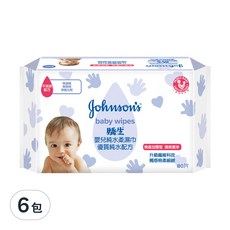Johnson's 嬌生 嬰兒純水柔溼巾 棉柔加厚型, 80張, 6包