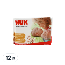 NUK 嬰兒乾濕兩用紙巾, 80張, 12包