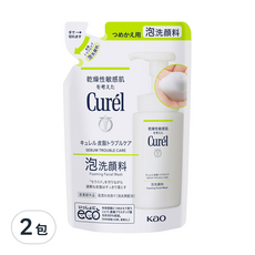 Curel 珂潤 潤浸保濕洗顏慕絲 控油 補充包, 130ml, 2包