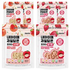 Naeiae 寶寶水果米圈圈套組 蘋果口味*3包+草莓口味*3包, 蘋果+草莓, 6包