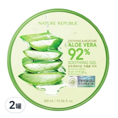 NATURE REPUBLIC 92% 蘆薈保濕凝膠, 300ml, 2罐