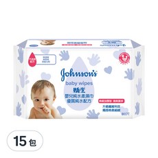 Johnson's 嬌生 嬰兒純水柔溼巾 棉柔加厚型, 80張, 15包