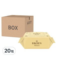 BROWN 掀蓋式低刺激壓紋濕紙巾, 20張, 20包