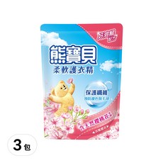 熊寶貝 柔軟護衣精補充包, 淡雅櫻花香, 1.75L, 3包