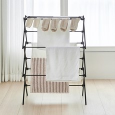 HANSSEM Style Rack Dark緊湊型折疊式曬衣架, 黑色, 1個