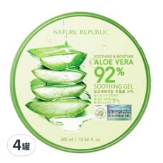 NATURE REPUBLIC 92% 蘆薈保濕凝膠, 300ml, 4罐