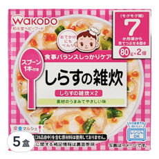 WAKODO 和光堂 魩仔魚蔬菜粥 7個月以上 2包入, 160g, 5盒