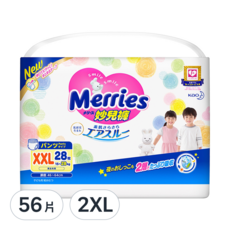 Merries 妙而舒 日本境內版妙兒褲/尿布 增量版, XXL, 56片