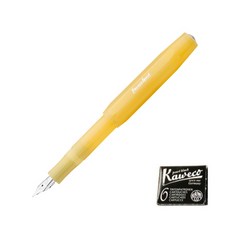 Kaweco 運動霜鋼筆+墨水匣 6入組, EF, 黃色筆殼+黑墨水