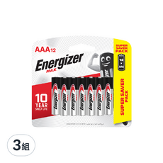 Energizer 勁量 鹼性4號電池, 12顆, 3組