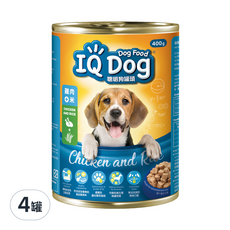 IQ Dog 聰明狗 狗罐頭, 雞肉 + 米口味, 400g, 4罐