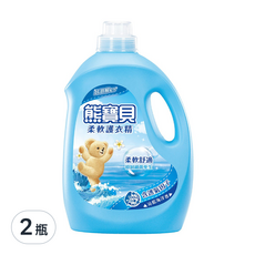 熊寶貝 柔軟護衣精 瓶裝, 沁藍海洋香, 3.2L, 2瓶