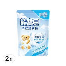 熊寶貝 衣物柔軟精 補充包 純淨溫和, 1840ml, 2包