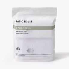 BASIC HOUSE 棉質短袖T恤 2件組, 白色+白色