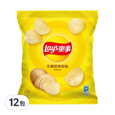 Lay's 樂事 洋芋片 美國經典原味, 34g, 12包