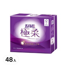 五月花 極柔 頂級衛生紙抽取式 袋裝, 110張, 48入
