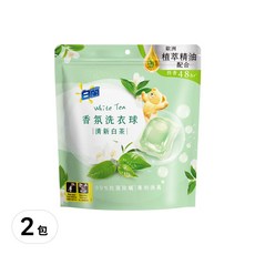白蘭 植萃香氛洗衣球補充包 清新白茶, 23顆, 2包