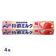 UHA 味覺糖 特濃牛奶條糖 草莓味, 37g, 4條