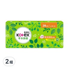 Kotex 靠得住 草本抑菌衛生棉 夜用超薄, 28cm, 36片, 2組