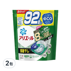 P&G ARIEL 4D洗衣膠球 綠色清新消臭 補充包, 92顆, 2袋