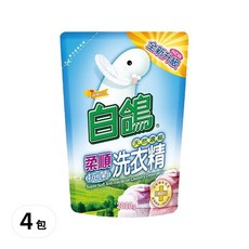 白鴿 天然濃縮柔順抗菌洗衣精 補充包, 2kg, 4包