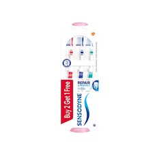 SENSODYNE 舒酸定 專業修復抗敏牙刷 超軟毛 顏色隨機, 3支, 1組