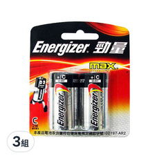 Energizer 勁量 鹼性電池 2號, 2顆, 3組