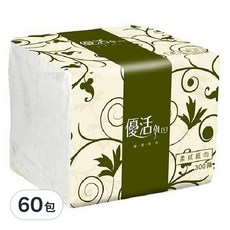LIVI 優活 柔拭紙巾面紙 方型包, 300張, 60包