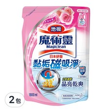 Kao 花王 Magiclean 魔術靈 地板清潔劑 水漾玫瑰 補充包, 1.8L, 2包