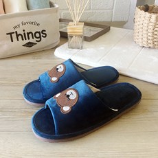 i Slippers 輕活系列 家居室內拖鞋 舒絨小熊, 深藍色, 1雙