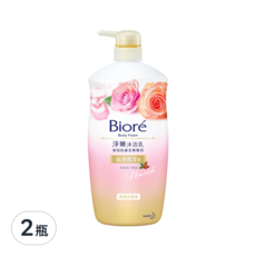 Biore 蜜妮 淨嫩沐浴乳 玫瑰 絲滑潤澤, 1000g, 2瓶