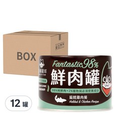 DOG CAT STAR 汪喵星球 貓用 98%無膠鮮肉主食罐, 扁鱈雞肉, 165g, 12罐