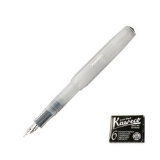 Kaweco 運動霜鋼筆+墨水匣 6入組, F, 白色筆殼+黑墨水