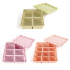 tgm 彩色矽膠副食品分裝製冰盒+蓋子 3入, 1組