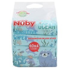 Nuby 海洋系列 極厚柔濕巾 60張, 4包, 1袋