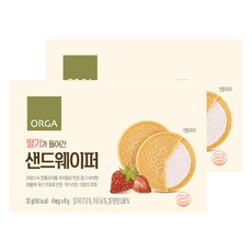 ORGA WHOLE FOODS 夾心薄脆餅, 草莓口味, 32g, 2盒