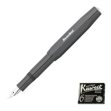 Kaweco Sport Sky 鋼筆 + 墨盒 6 件套, F, 灰色（鋼筆），黑色（墨盒）