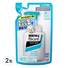 MEN's Biore 男士清爽控油洗面慕斯補充包, 130ml, 2包