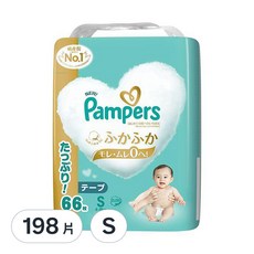 Pampers 幫寶適 日本境內版 一級幫黏貼型尿布, S, 198片