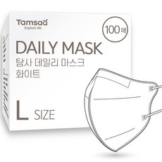 Tamsaa 成人立體口罩 L, 白色, 100片, 1盒