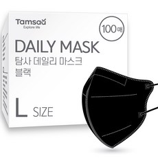 Tamsaa 成人立體口罩 L, 黑色, 100片, 1盒